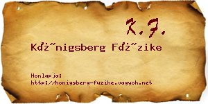 Königsberg Füzike névjegykártya